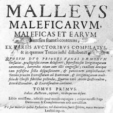 Title page of witch hunter manual, Malleus Maleficarum