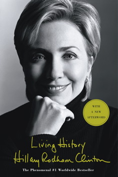 The book jacket of Living History featuring a portrait of Hillary Clinton.