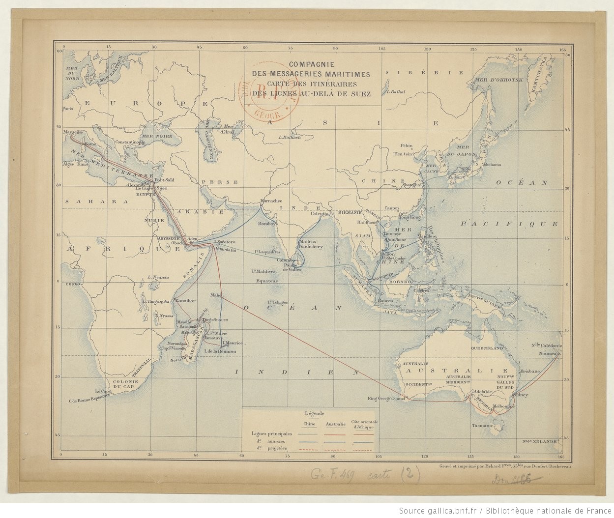 Shipping Company Route Map from 1889