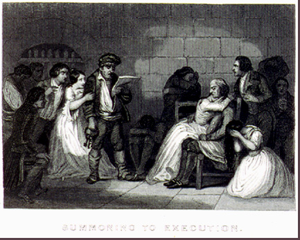 Image of the condemned being summoned to be executed