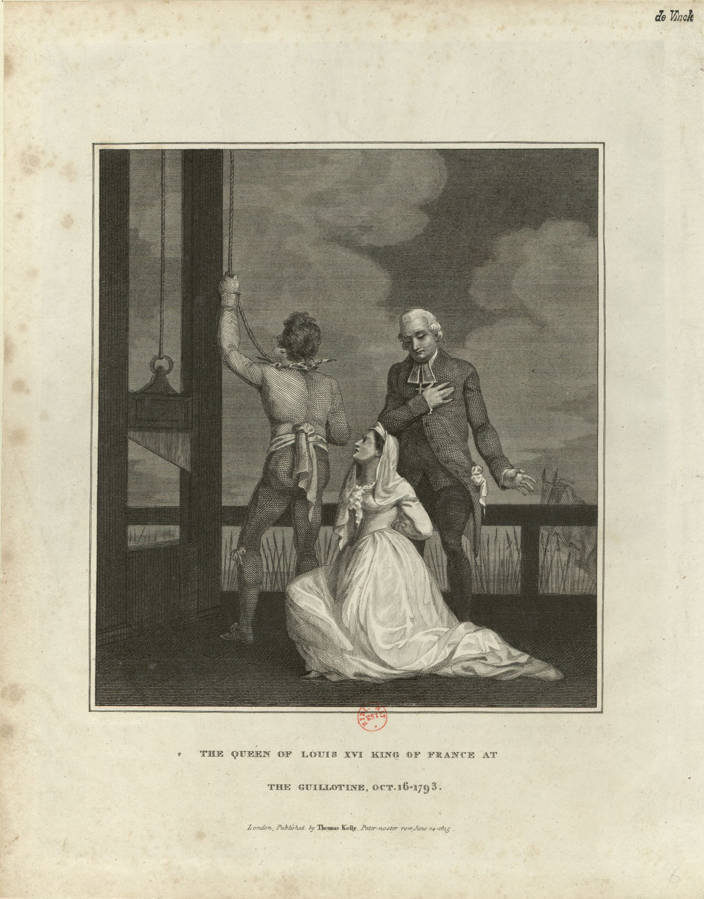 Engraving of Marie Antoinette at the guillotine