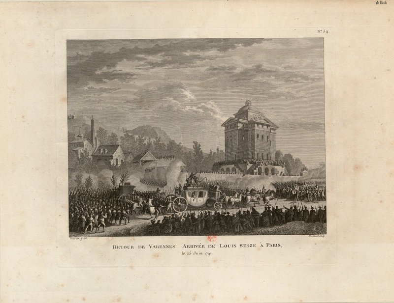 Engraving of royal family returning to Paris