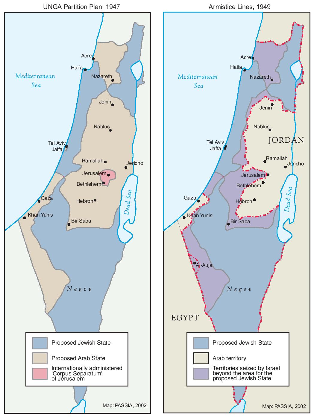 Map of the Partition and Armistice of Israel and Palestine 