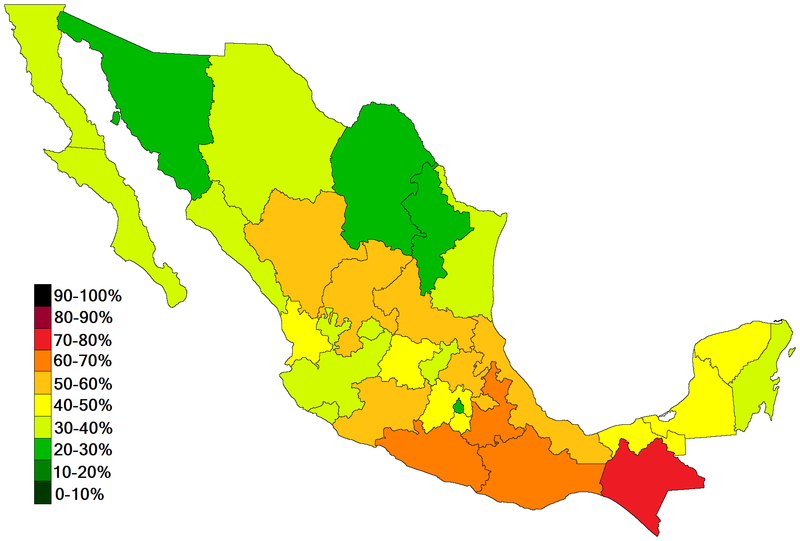 People living in poverty under the Mexican poverty definition.