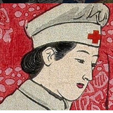 Ilustration of a nurse against a red background