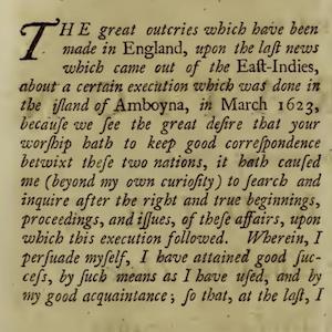 Pamphlet on the Amboyna case