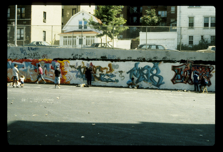 Photograph of graffiti in schoolyard