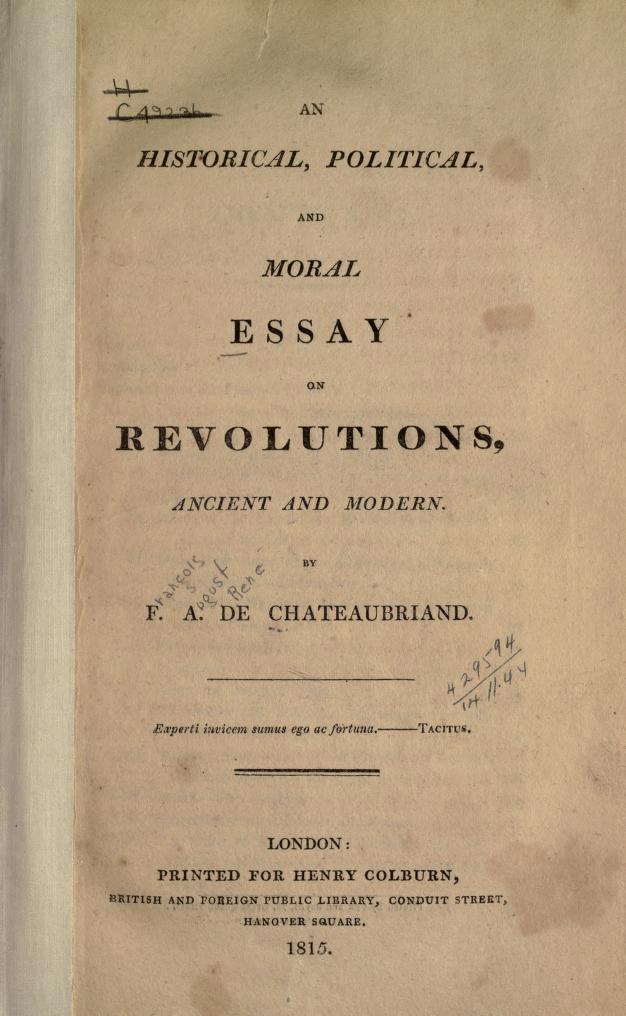 Historical, Political, and Moral Essay on Revolutions, Ancient and Modern