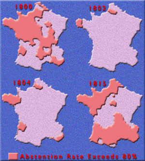 Map of regional support for Napoleon over time