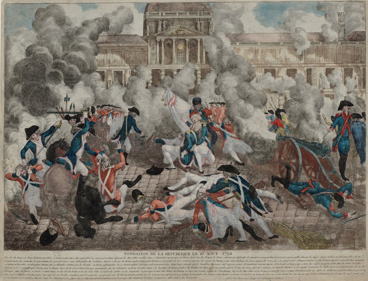 Print of clash between revolutionaries and military