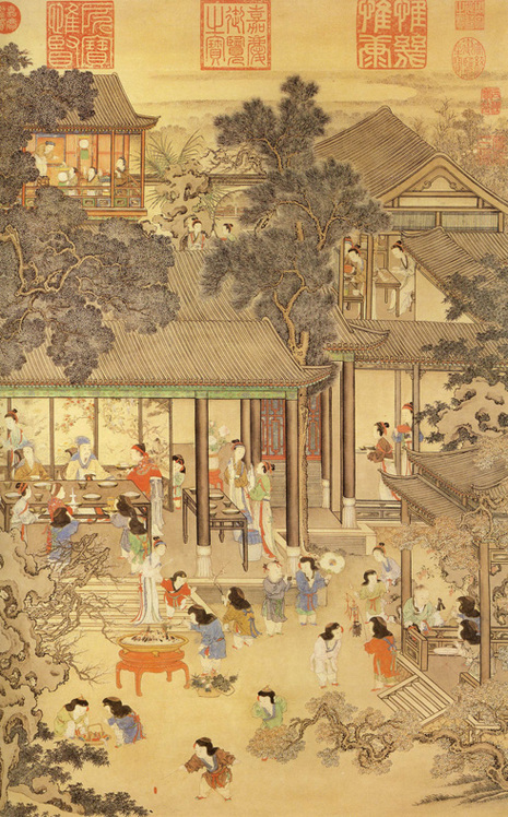 Painting of household celebrating New Year's holiday