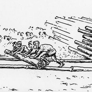 Drawing of pushing logs