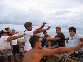 Image of  the teaching of the traditional Polynesian navigation