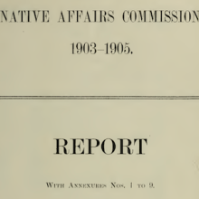 Cover with text South African Native Affairs Commission 1903-1905 Report 