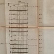 Construction drawing of a social housing high-rise in La Duchère, 1960.  