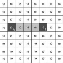 Table with cells containing different values. Description in annotation. 