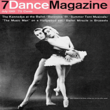Maria Tallchief dancing with Erik Bruhn, banner reads 7Dance Magazine, July 1961, 75 cents