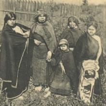 Thumbnail image of Postcard of Women and Girls with Cradleboard in Chile