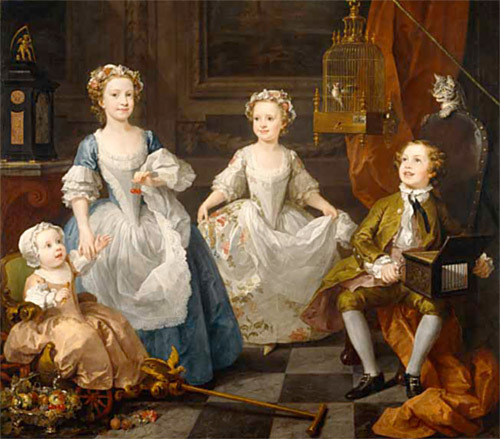 Life-size painting of four children