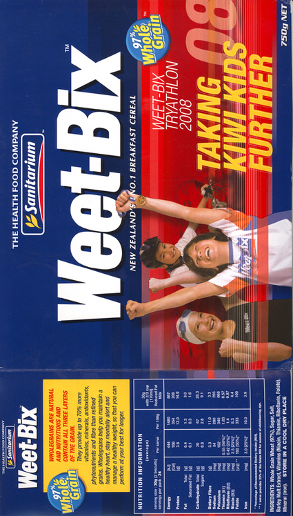 Weetbix advertisement with sports kids on it