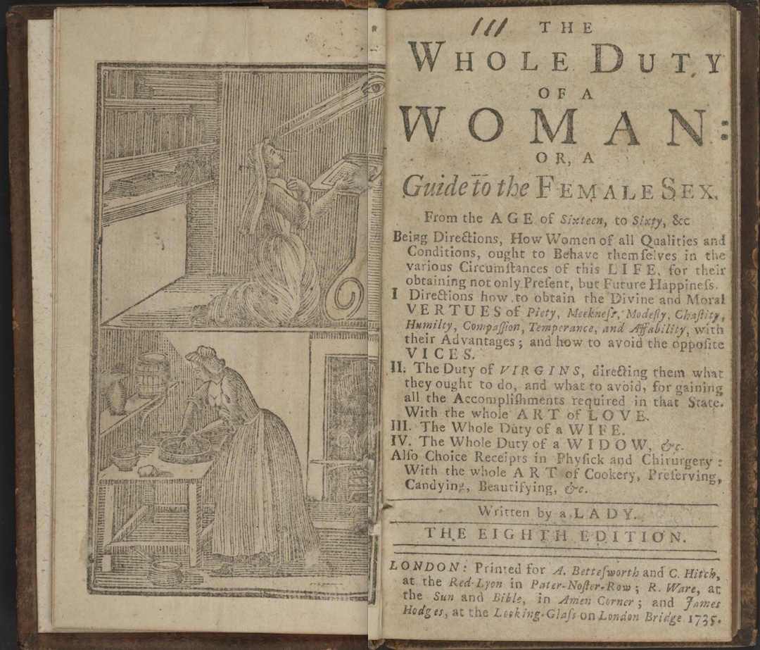 Title pages of The Whole Duty of Woman